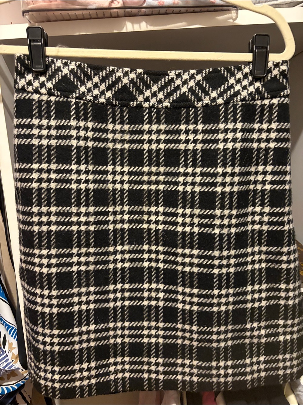 J. Crew Black and White Plaid Pencil Skirt